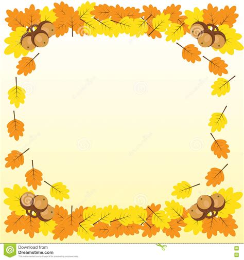 Background With A Border Of Oak Branches With Leaves And
