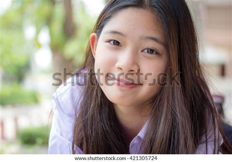 Portrait Thai Student Teen Beautiful Girl Stock Photo 421305724