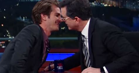 Andrew Garfield Explains That Kiss With Ryan Reynolds By Smooching Stephen Colbert Huffpost