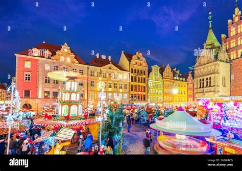 Wroclaw Breselau In Poland Christmas Market Stock Photo Alamy