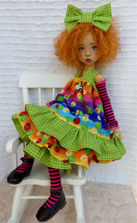 Summer Ladybug Outfit Ooak Art Doll Art Dolls Handmade Blythe Dolls Art Dolls Cloth Fabric