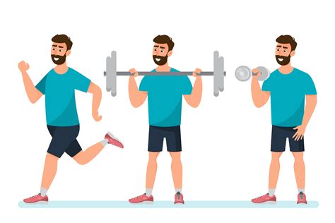 Set Of Man Exercise In The Gym 676768 Vector Art At Vecteezy