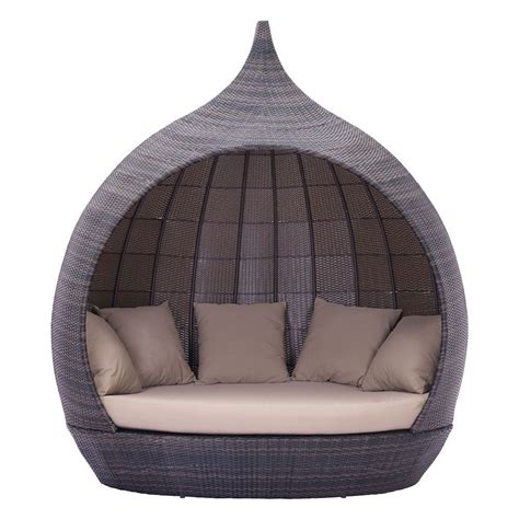 Gray wood outdoor daybed with light gray cushions. Island Cabana Woven Lounger - Brown & Beige | Outdoor ...