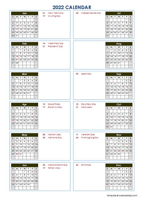 April 2022 Calendar With Uk Bank Holidays Highlighted Landscape Layout