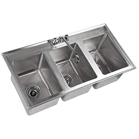 3 Compartment 37l X 19w Stainless Steel Kitchen Drop In Sink 10 X 14