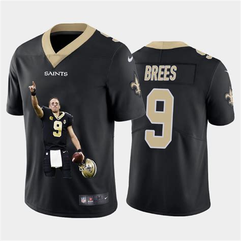 Mens New Orleans Saints 9 Drew Brees Black 2020 Big Logo Number Vapor