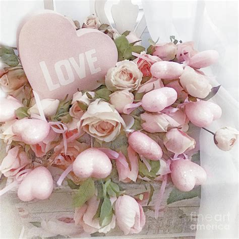 Shaby Chic Pink Pastel Roses Hearts Love Heart Cottage Shabby Romantic