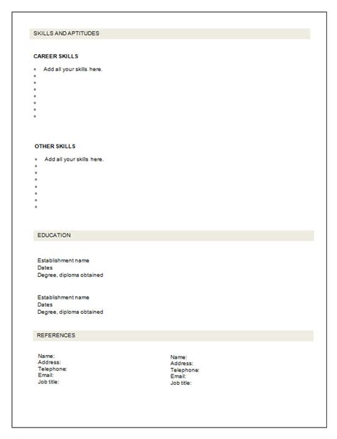 Blank Resume Template Template Business
