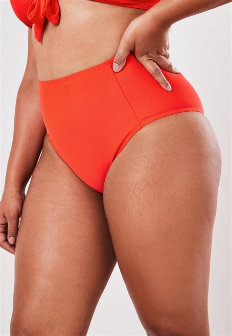 Plus Size Orange High Waisted Bikini Bottoms Missguided