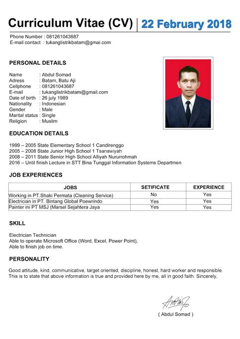 Contoh Cv Yang Baik Dan Benar Word Beinyu Com