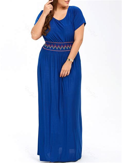39 Off Plus Size Maxi Prom Dress With Short Sleeves Rosegal