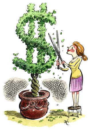 Check spelling or type a new query. Stock Illustration - Woman pruning money tree