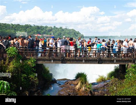 Over Tourism At Iguassu Waterfalls Puerto Iguazu Argentina Due To