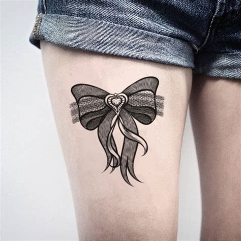 Garter Bow On Legs Temporary Tattoo Sticker Ohmytat