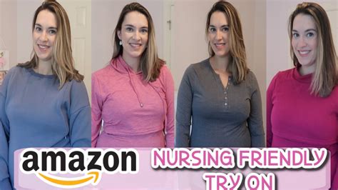 amazon try on haul nursing post partum tops fall 2021 perfect for breastfeeding moms youtube