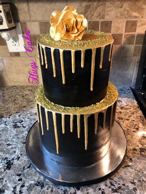 Black And Gold Drip Cake Black And Gold Birthday Cake Special