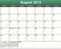 Printable PDF August 2013 Calendar