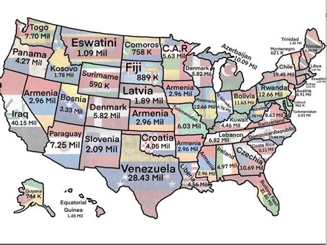 Every Us State Population Compared To Population Of Other Countries