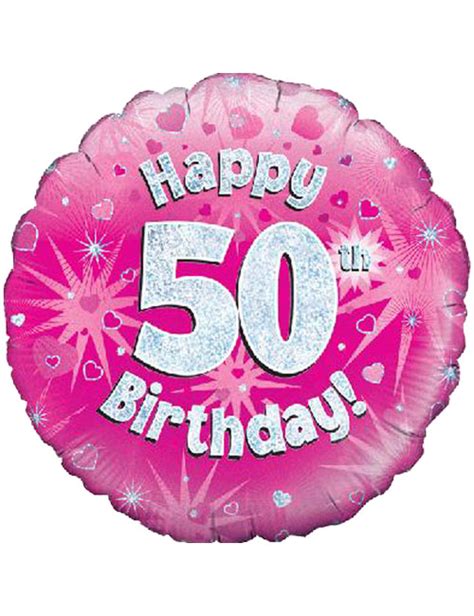 18inch Happy 50th Birthday Pink Holographic Balloon Its My Party