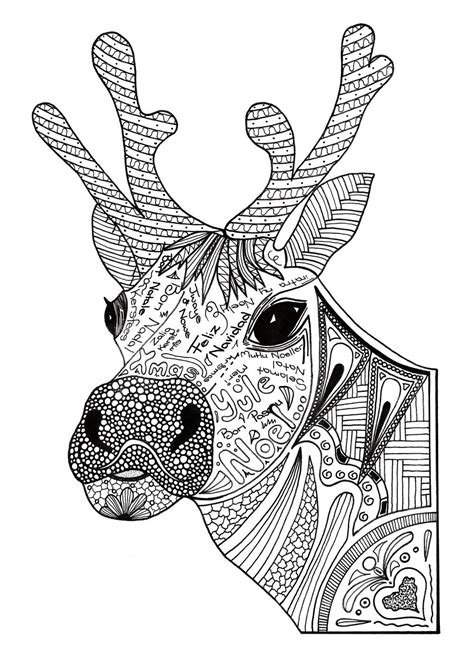 christmas reindeer adult coloring page favecraftscom