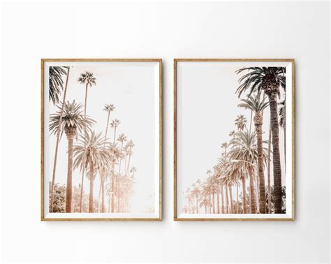 Vintage Palm Trees Set Of 2 Prints California Wall Art Beach Etsy