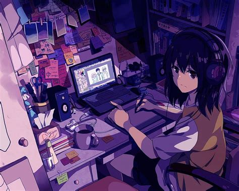 Anime Chicas Anime Auriculares Personajes Originales Tecnología