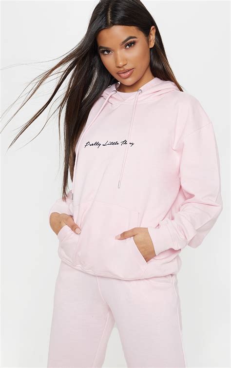 Prettylittlething Baby Pink Hoodie Tops Prettylittlething Ca