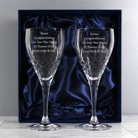 Personalised Message Pair Of Crystal Wine Glasses By Blackdown Lifestyle Personalized Wine