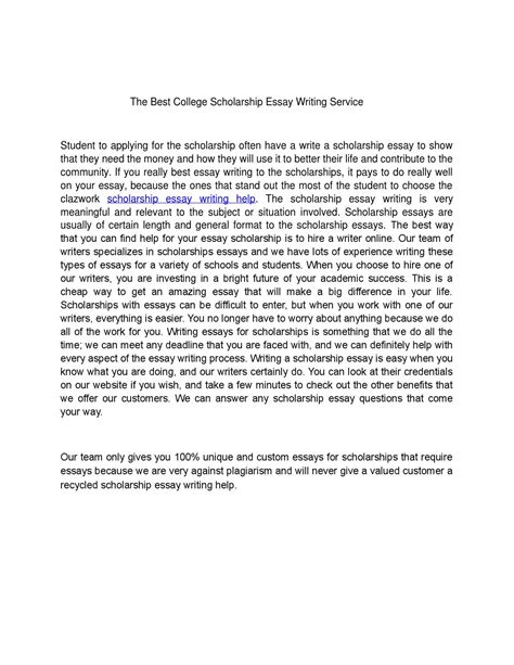 The Best College Scholarship Essay Writing Service By Vatoxekiw Issuu