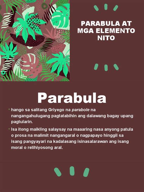 Mga Bahagi O Elemento Ng Parabula Panlabas Bahagi