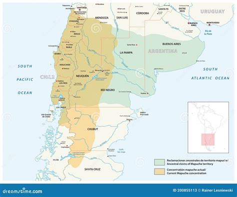 Vector Map Settlement Area Of The Indigenous People Of The Mapuche In