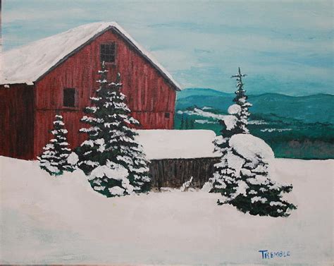 Berkshire County Barn In Winter Painting By William Tremble Fine Art