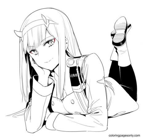 Zero Two Coloring Page Darling In The Franxx Sexiz Pix
