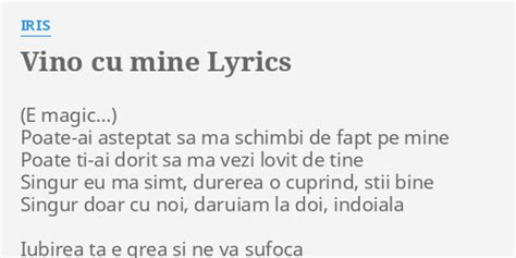 Vino Cu Mine Lyrics By Iris Poate Ai Asteptat Sa Ma