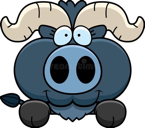 Cartoon Little Blue Ox Peeking Stock Vector Illustration Of Smiling