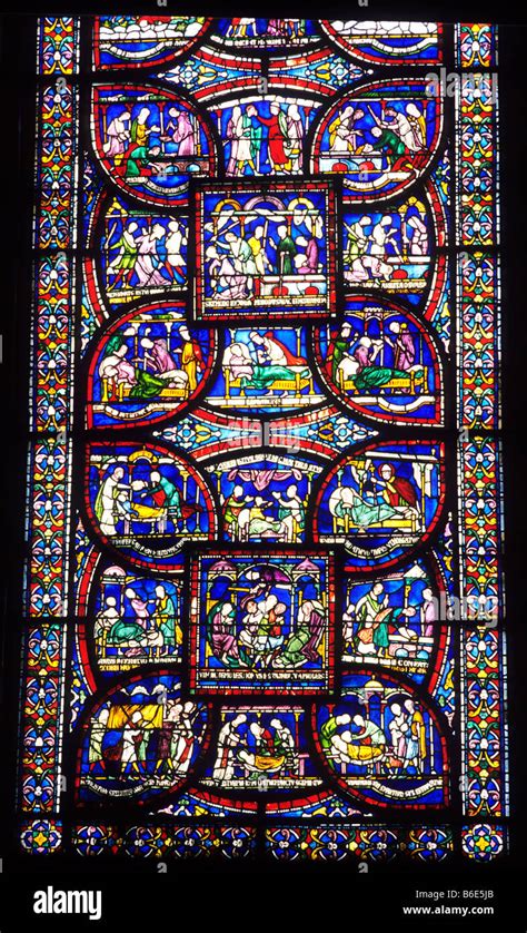 Medieval Stained Glass Window Canterbury Cathedral Interior Kent