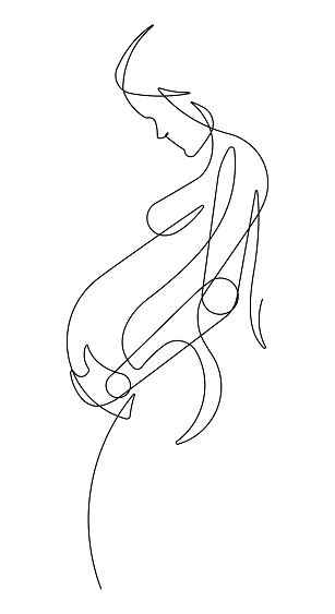 Pregnant Woman One Continuous Line Vector Graphic Stock Illustration