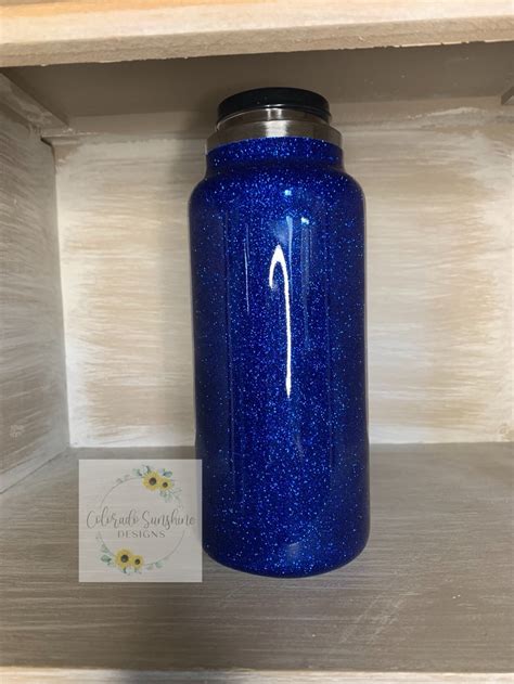 Blue Glittered Water Bottle Etsy