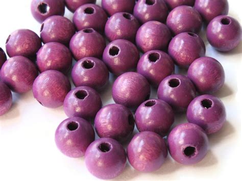 40 10mm Round Purple Wood Beads Vintage Wooden Macrame Beads Michaels