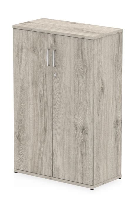 Grey Oak Tall Lockable Office Cupboard Adjustable Shelves 3 Sizes