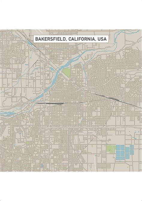 Print Of Bakersfield California Us City Street Map Street Map Bakersfield California Bakersfield