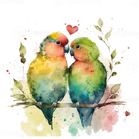 Love Birds Watercolor Art Ai Generated 22960450 Png