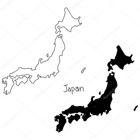 Adobe illustrator.ai eps vector files from our netmaps. Outline and silhouette map of Japan - vector illustration ...