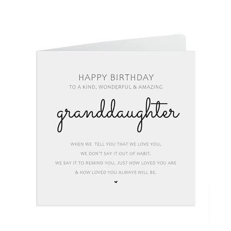 Granddaughter Birthday Card We Love You Simple Birthday Card Etsy