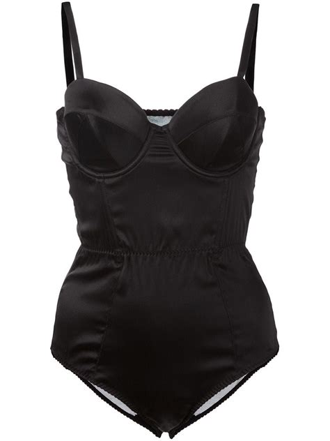 Black Stretch Silk Satin Bullet Body From Fleur Du Mal Featuring A Sweetheart Neck Line And A