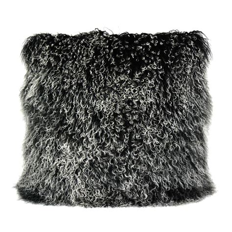 Lamb Fur Pillow Large Black Snow