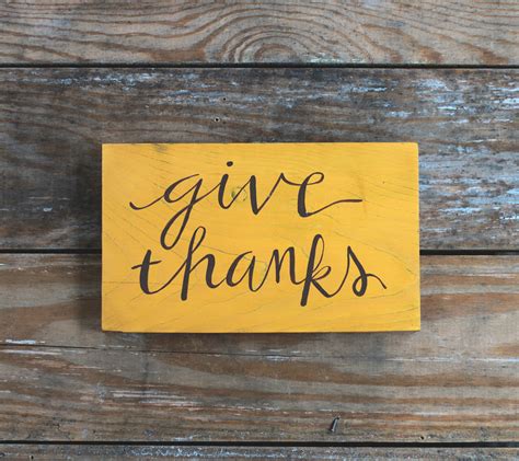 Mustard Give Thanks Wooden Sign, hand painted by Our Backyard Studio in ...