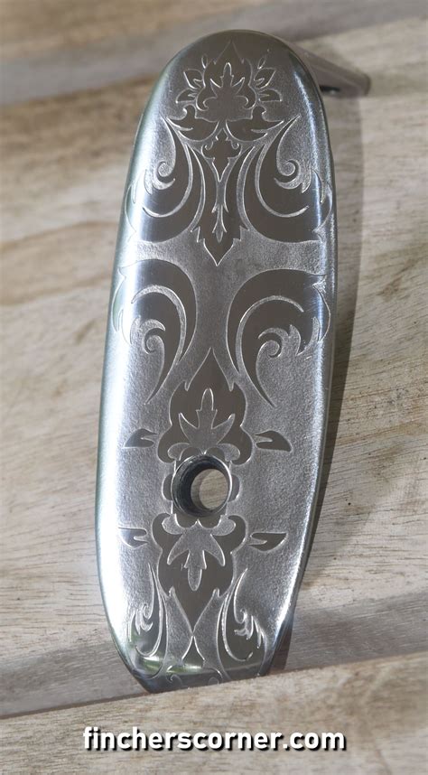 Engraved Rifle Steel Butt Plate Scroll Element Brazilian 98 Mauser Butt