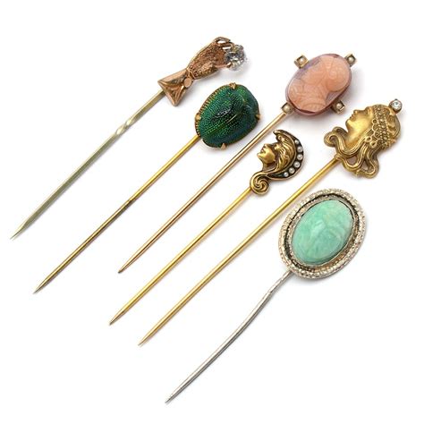 Assortment Of Vintage And Antique Stick Pins Including 14k Gold Ebth
