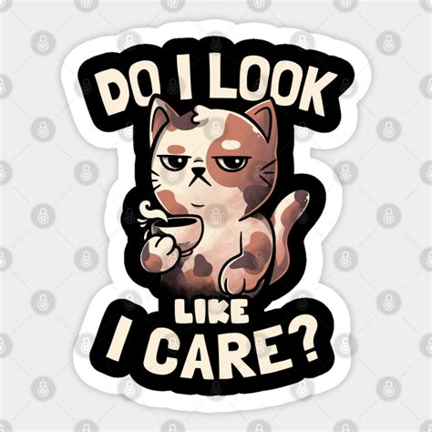 Do I Look Like I Care Lazy Cute Coffee Cat T Cat Sticker